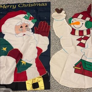 Santa and Snowman House Flags